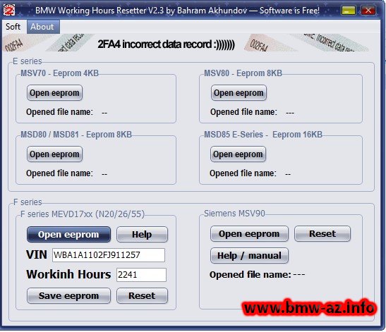 BMW Working Hours resetter V2.3