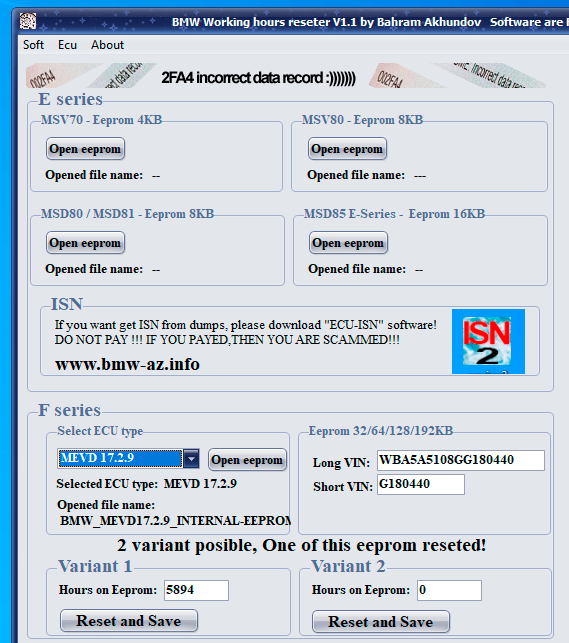 BMW Working Hours reseter V1.1