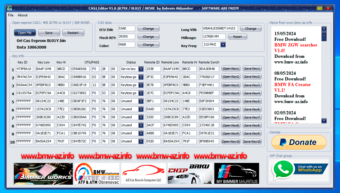 CAS 1 editor V1.0