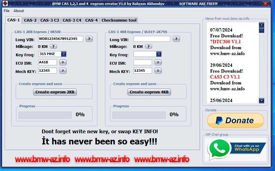 CAS eeprom creator V1.0